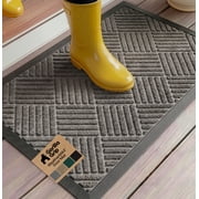 GORILLA GRIP Outside Doormat, WeatherMax Waterproof Indoor Outdoor Door Mat, 35x23 Gray Diamond