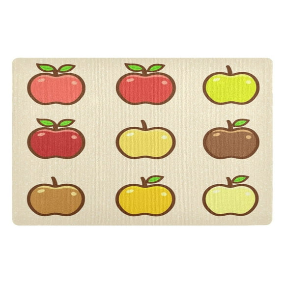 Outdoor Doormats with Non-Slip TPE Backing Apple Variety Pattern - Heavy-Duty Bath Rug for Entryways Patios and Garages