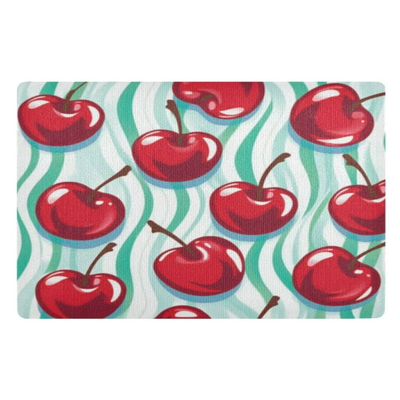 Outdoor Doormats with Non-Slip TPE Backing Cherry Waves - Heavy-Duty Bath Rug for Entryways Patios and Garages