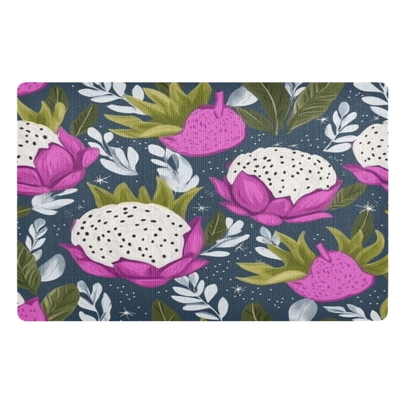Outdoor Doormats with Non-Slip TPE Backing Dragon Fruit Pattern - Heavy-Duty Bath Rug for Entryways Patios and Garages