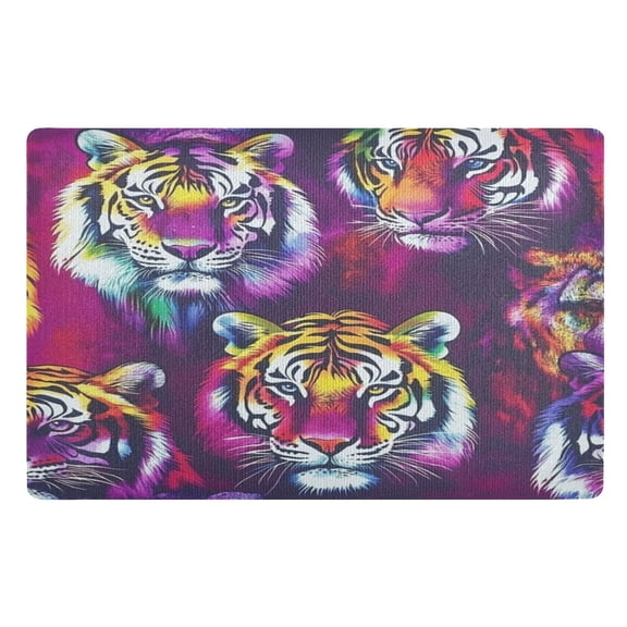Outdoor Doormats with Non-Slip TPE Backing Fierce Tiger Pattern - Heavy-Duty Bath Rug for Entryways Patios and Garages