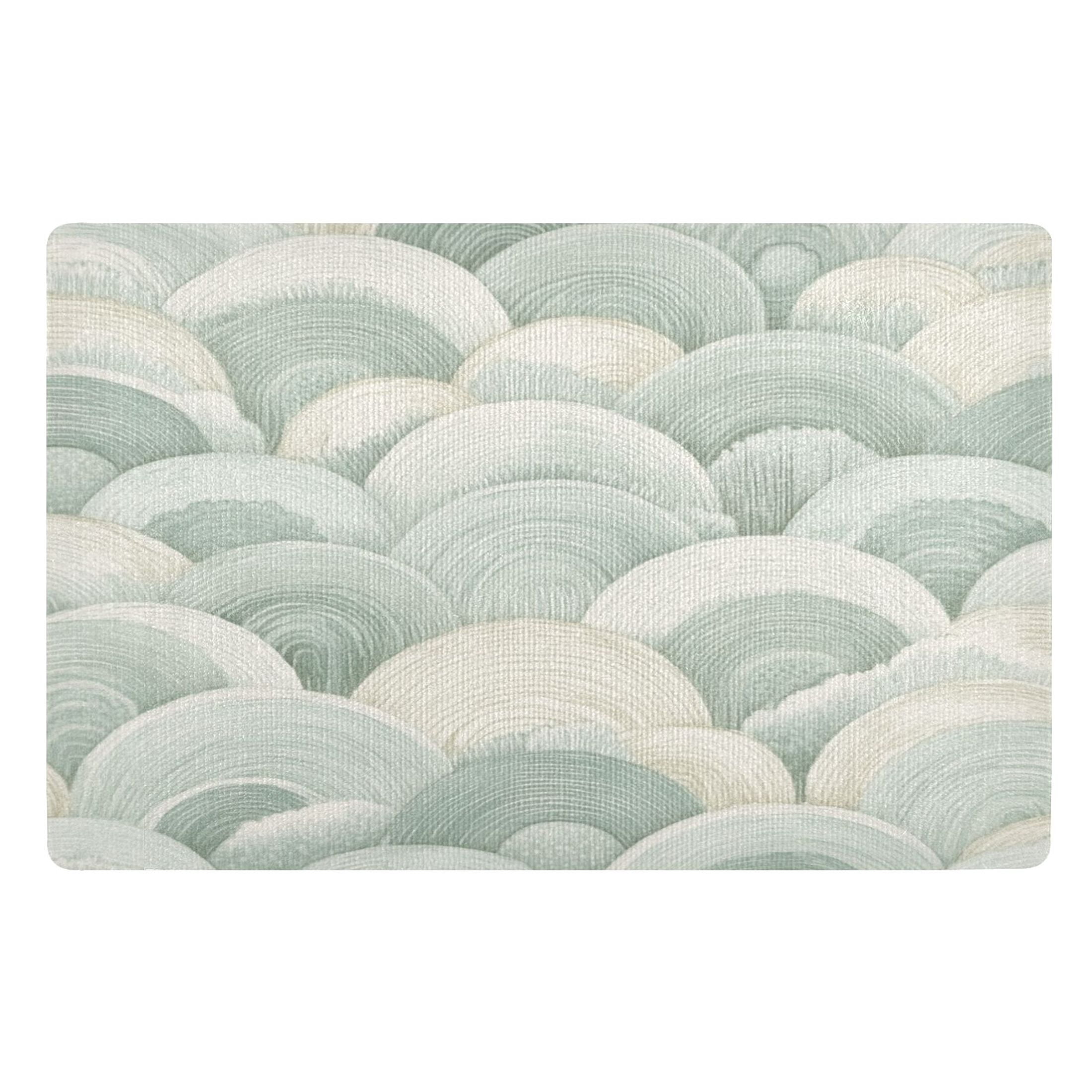 Shell Garage Rug Outdoor Doormats with Non-Slip TPE Backing Green Shell Texture - Heavy ...