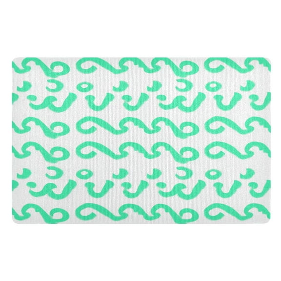 Outdoor Doormats with Non-Slip TPE Backing Green Squiggles - Heavy-Duty Bath Rug for Entryways Patios and Garages
