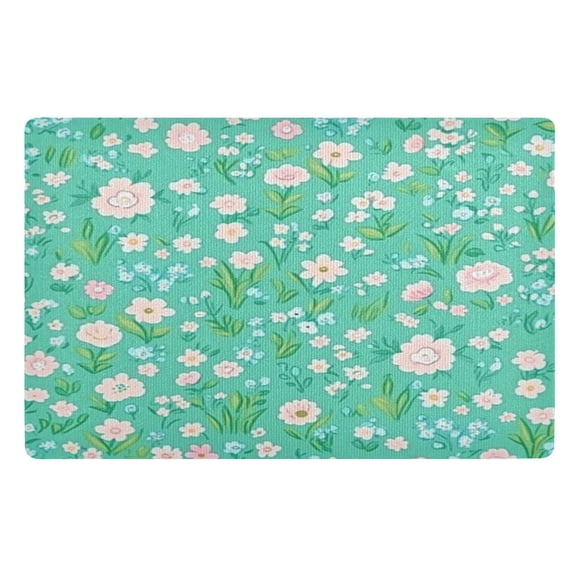 Outdoor Doormats with Non-Slip TPE Backing Mint Green Floral Pattern - Heavy-Duty Bath Rug for Entryways Patios and Garages