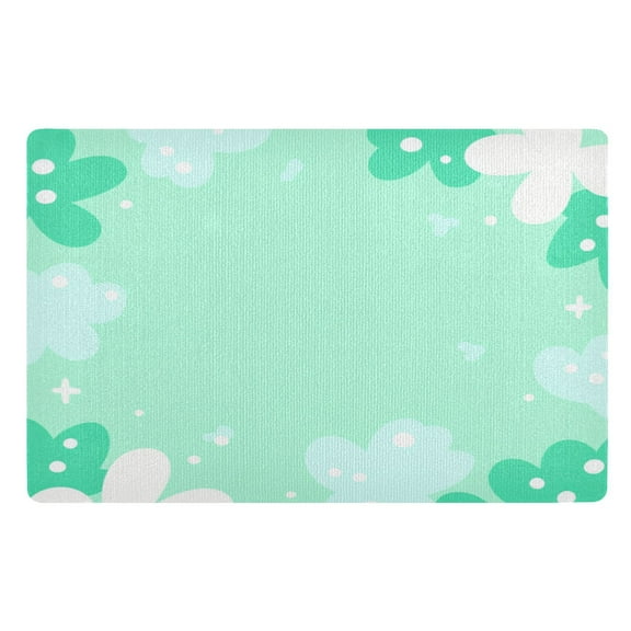 Outdoor Doormats with Non-Slip TPE Backing Mint Leaves - Heavy-Duty Bath Rug for Entryways Patios and Garages