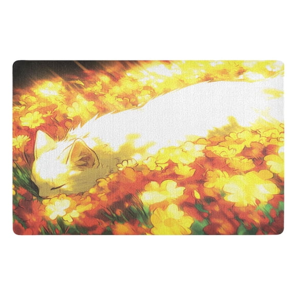 Outdoor Doormats with Non-Slip TPE Backing Nap Cat - Heavy-Duty Bath Rug for Entryways Patios and Garages