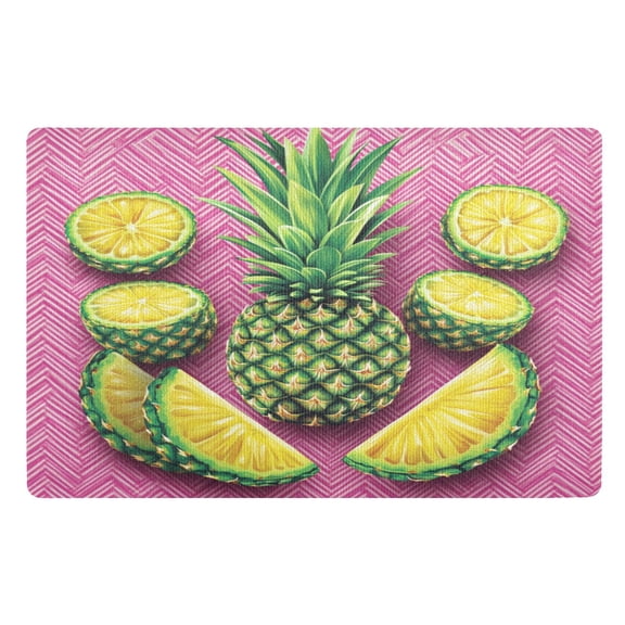 Outdoor Doormats with Non-Slip TPE Backing Pineapple Slices - Heavy-Duty Bath Rug for Entryways Patios and Garages