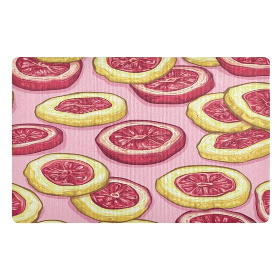 Outdoor Doormats with Non-Slip TPE Backing Pink Grapefruit Slices - Heavy-Duty Bath Rug for Entryways Patios and Garages