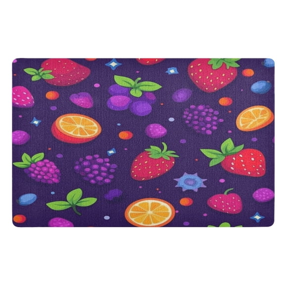 Outdoor Doormats with Non-Slip TPE Backing Purple Background Fruit - Heavy-Duty Bath Rug for Entryways Patios and Garages