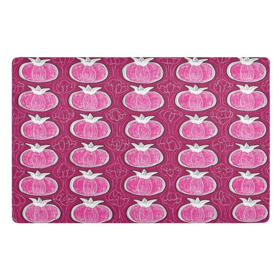 Outdoor Doormats with Non-Slip TPE Backing Red Pumpkins on Purple - Heavy-Duty Bath Rug for Entryways Patios and Garages