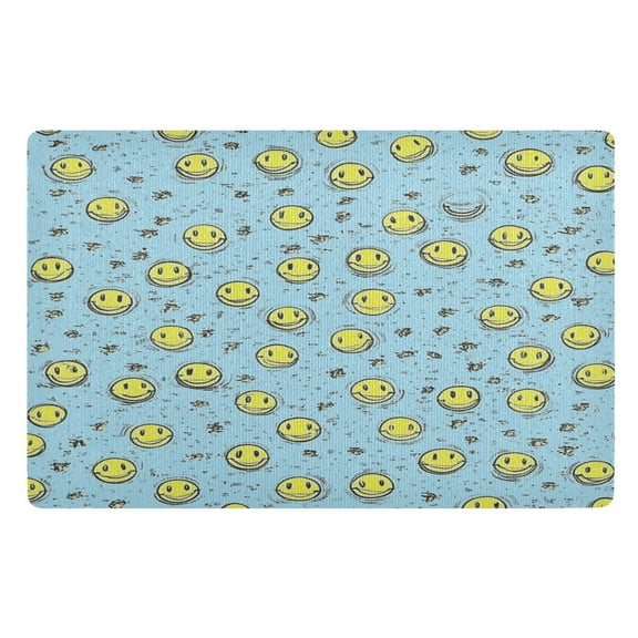 Outdoor Doormats with Non-Slip TPE Backing Smiley Faces - Heavy-Duty Bath Rug for Entryways Patios and Garages