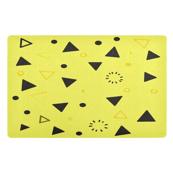 Outdoor Doormats with Non-Slip TPE Backing Yellow Triangle Dots - Heavy-Duty Bath Rug for Entryways Patios and Garages