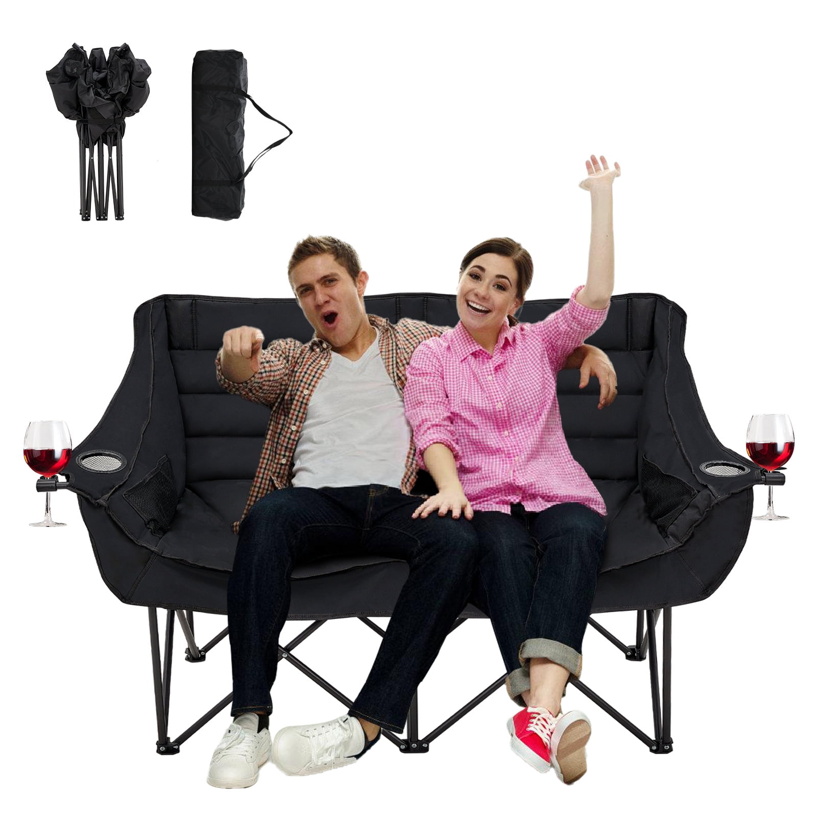 Outdoor Double Camping Chair Oversized Loveseat Camping Couch Folding ...