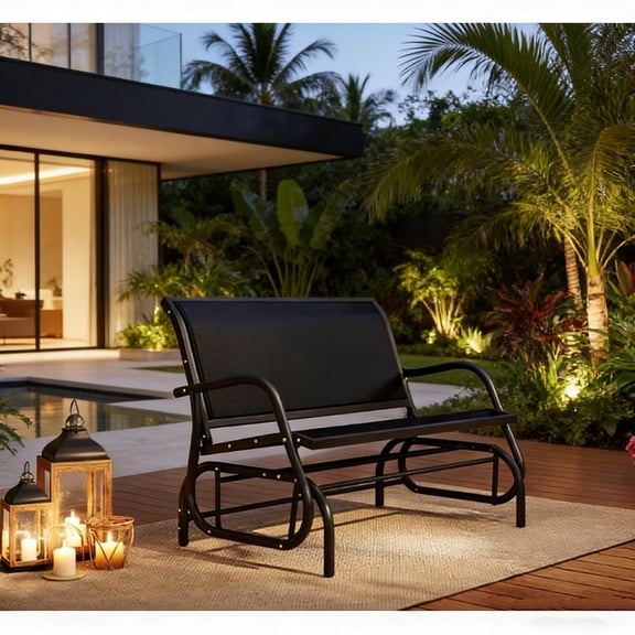 Outdoor Double Glider Bench with Smooth Rocking Motion, Patio Swing Chair for 2 Persons for Garden or Deck