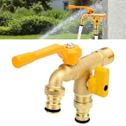 Outdoor Double Taps Water Faucet, TSV Garden Hose Splitter 2 Way, 1/2" Wall Mounted Brass Water Tap with 2 3/4" Outlets for Balcony, Lawns