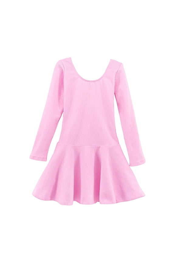Outdoor Dresses for Little Girl Dance Long Sleeve Ballet Leotard Petite Clothing for Girl,Pink,Size 3-4 Years