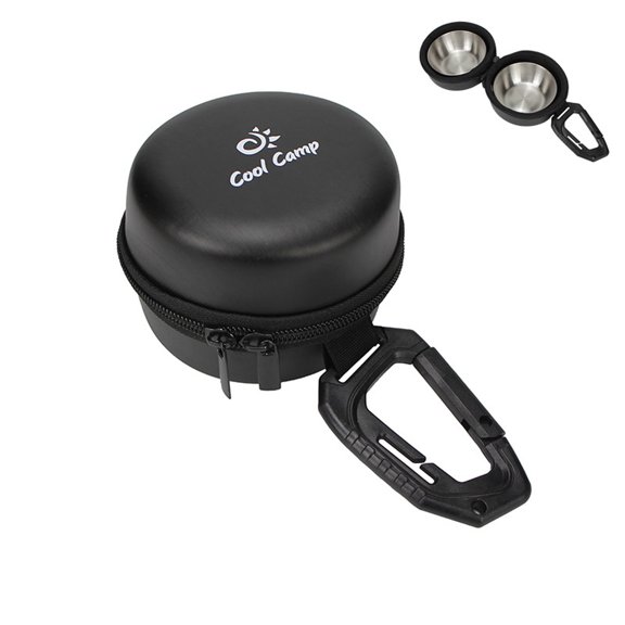 Outdoor Drinking Bowl Portable Cats Dog with Storage Bag Hangable Double Cup Pet Feeders for Camping Road Trip Portable Cats Dog