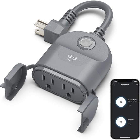 Outdoor Duo Wi-Fi Smart Plug, Weatherproof Dual Socket, Wireless Remote Control, Works with Alexa & Google Home, 2 Outlets