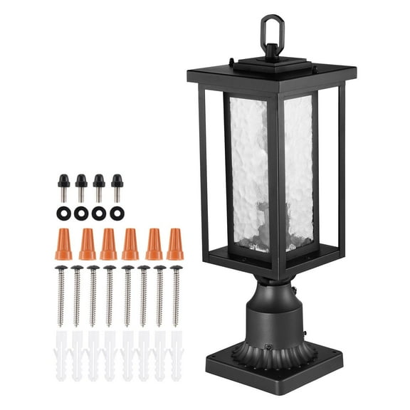 Outdoor Dusk Till Dawn Lamp Post Light - 17.72in Pole Mount, Auto Sensor for Yard, Patio & Driveway