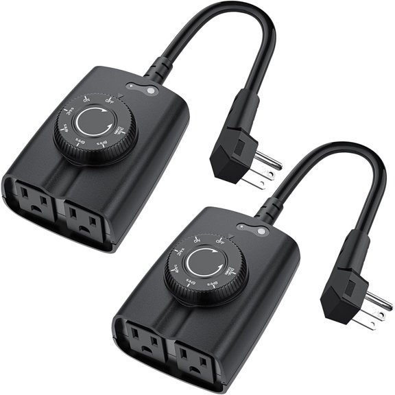 Outdoor Dusk to Light Sensor Timer - 2Pack, , 2 Grounded Outlets, 15A 1/2HP, CSA Listed