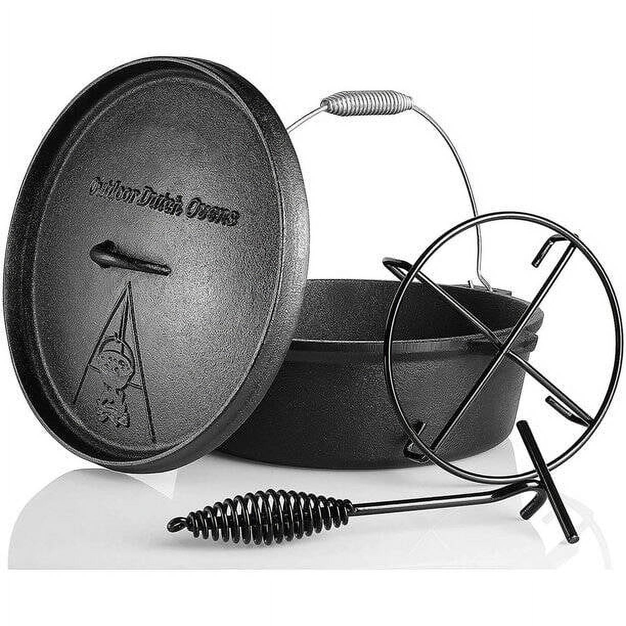 Outdoor Dutch Oven, 8 Quart Dutch Oven with Lid Lifter, Stand & Spiralshaped Handle, without