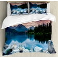 thumbnail image 1 of Outdoor Duvet Cover Set King Size, Lake Forest Mountains National Park Slovakia Europe Dramatic Overcrast Sky Idyllic, Decorative 3 Piece Bedding Set with 2 Pillow Shams, Multicolor, by Ambesonne, 1 of 3