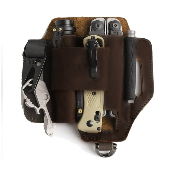 Outdoor EDC Multi-Tool Leather Knife Sheath - Pocket Organizer Belt Pouch
