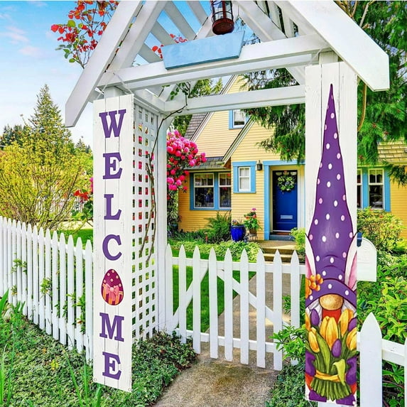 Outdoor Easter Decor Door, Easter Porch Sign Happy Easter Indoor Outdoor Wall Hanging Flag Banners