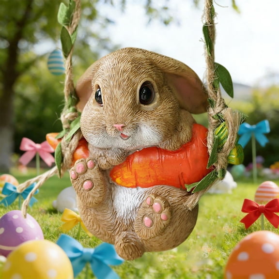 Outdoor Easter Garden Statue Hanging Ornament,Durable Resin Material,45cm Hanging Rope,Wind-Swinging Design,For Yard Patio Balcony Tree Home Garden Decoration