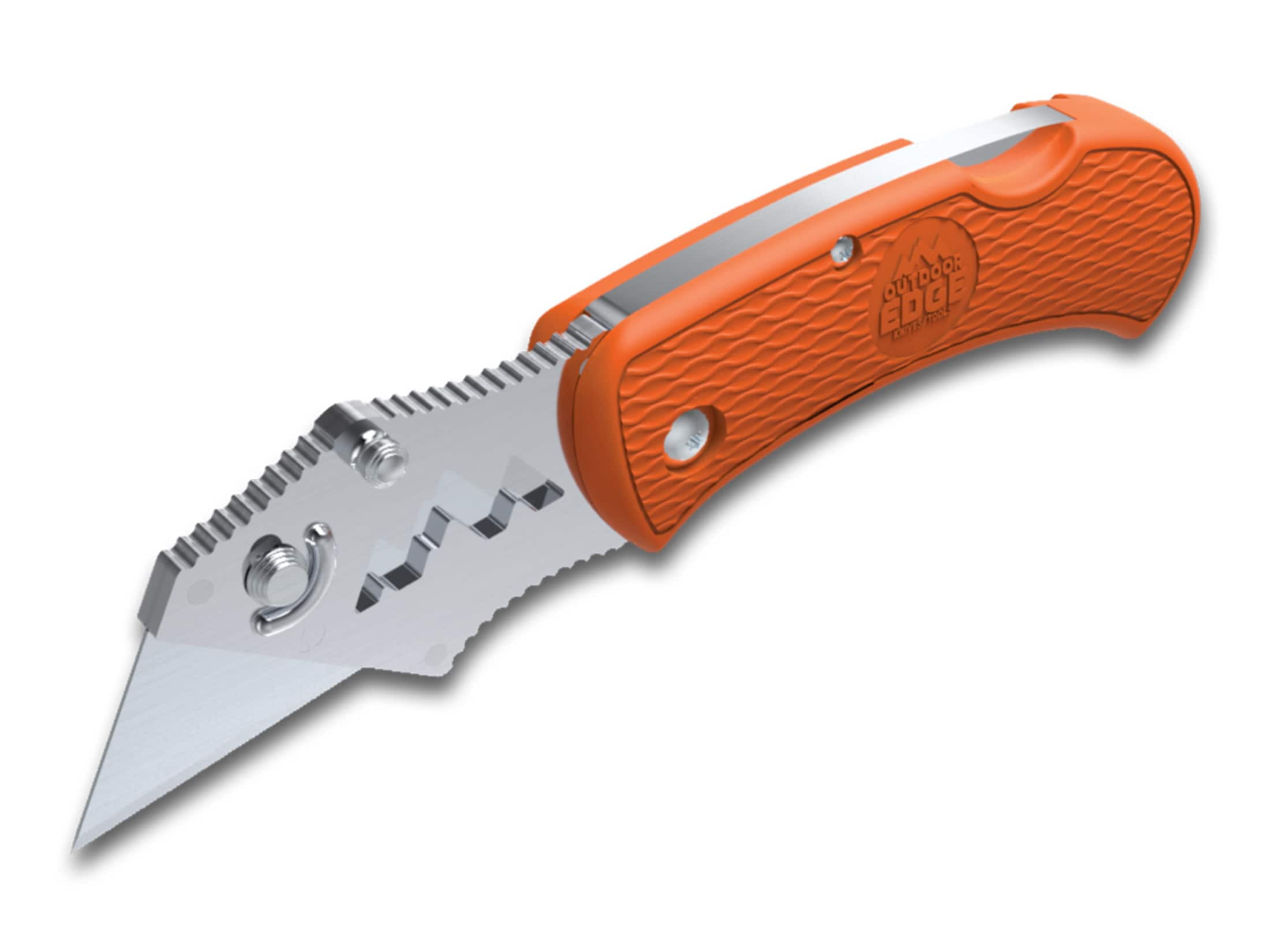 Outdoor Edge B.O.A. Utility Knife Pocket Knife 1" Razor 420J2 Satin Blade Glass Reinforced Nylon (GRN) Handle Orange