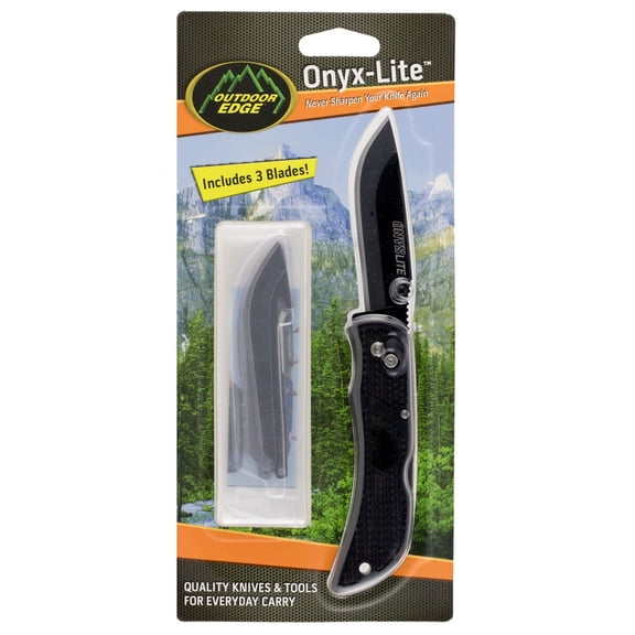 Outdoor Edge OX30C Onyx-Lite Black 3" 420J2 Stainless Steel Drop Point Polymer Black