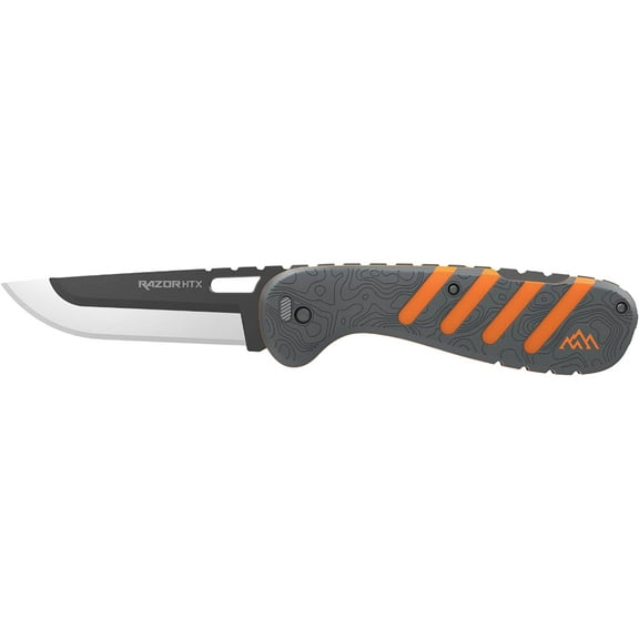 Outdoor Edge Razor HTX Pocket Knife 3.5" Drop Point 420J2 Gray Blade ABS Polymer Handle Orange