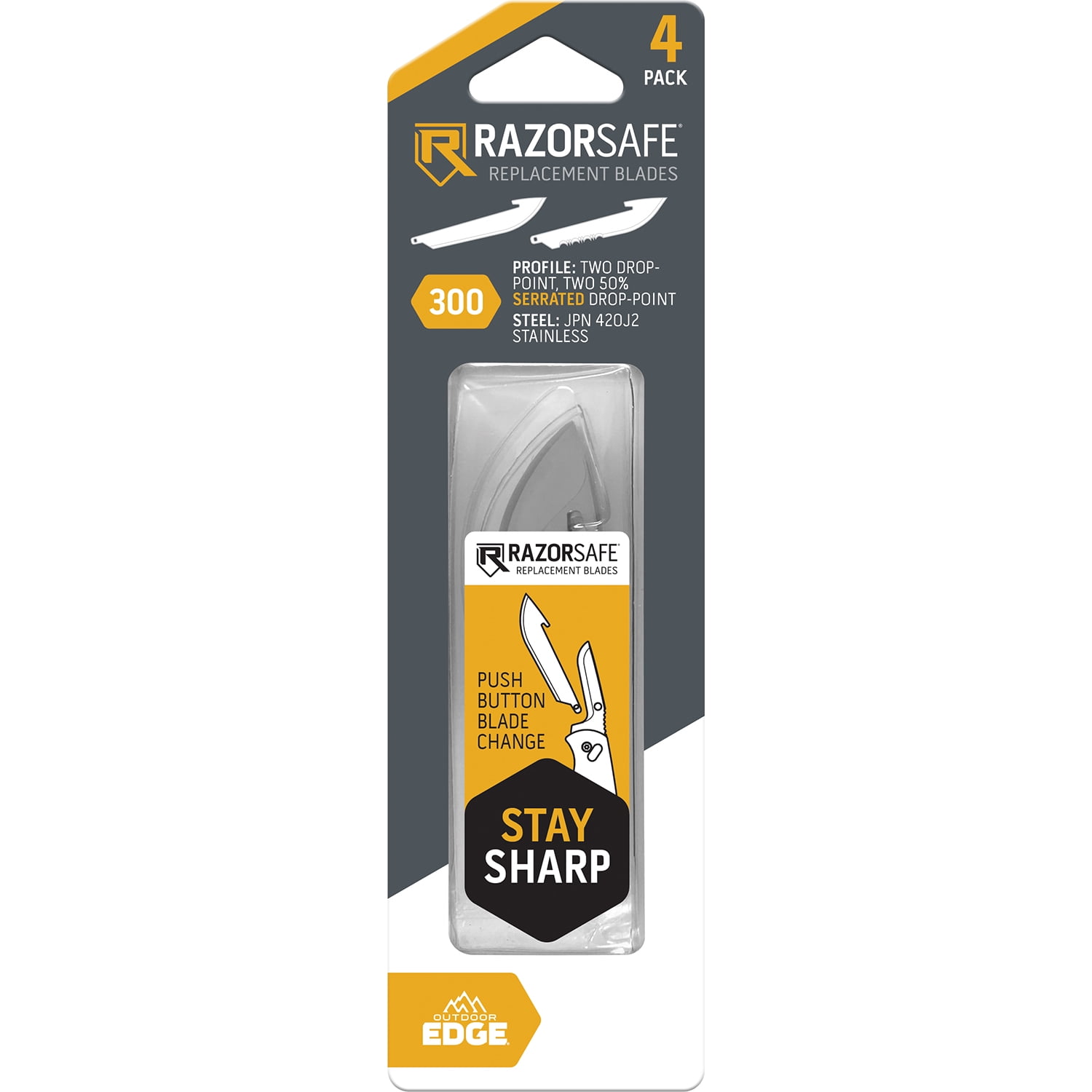 Outdoor Edge Replacement Blades 3.0" Drop-Point Combo Pack - 4PC