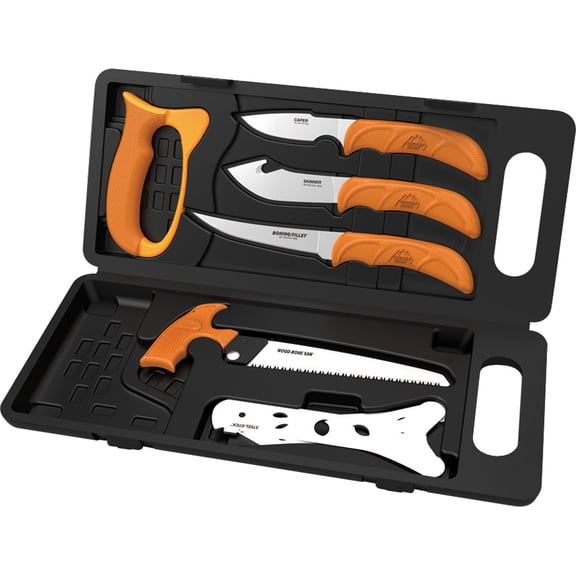 Outdoor Edge WP2 Wild-Pak Game Processing Set Multiple 420J Stainless Steel Skinner w/Gut Hook/Saw/Caper Rubber