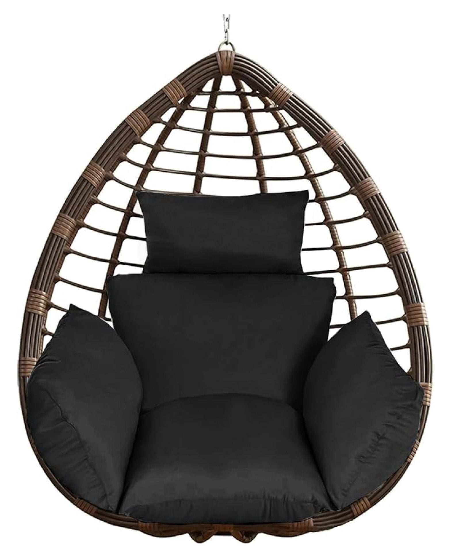 Outdoor Egg Chair Cushion, Soft Hanging Egg Chair Cushion Replacement, Washable Chair Pads with Ties, Thicken Basket Chair Cushion Patio Garden Hammock Chair Pads(Black)