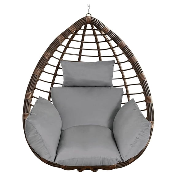 Outdoor Egg Chair Cushion, Soft Hanging Egg Chair Cushion Replacement, Washable Chair Pads with Ties, Thicken Basket Chair Cushion Patio Garden Hammock Chair Pads(Grey)