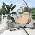 Sesslife's Large Indoor/Outdoor Rattan Swing Egg Chair with Stand and
