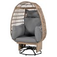 thumbnail image 1 of Outdoor Egg Chair, Swing Chair with 4 Pillows, Thick Soft Padded Back and Arm, Swivel & Rocking Function, Swivel Base, Adjustable Foot Pads, Wicker Egg Chair, 1 of 8