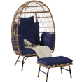 thumbnail image 1 of LEGAHOME Oversized Wicker Egg Chair with Ottoman and Thick Cushions, Outdoor Indoor Large Rattan Egg Chair, Heavy Duty Egg Chair for Porch, Backyard, Balcony, Dark Blue, 1 of 8