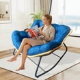 thumbnail image 1 of Outdoor Egg Rocking Chair, Indoor Papasan Rocking Chair with Thick Cushion, Modern Lounge Rocker for Balcony, Living Room, Bedroom, Porch, Lawn, Garden (Dark Blue), 1 of 10