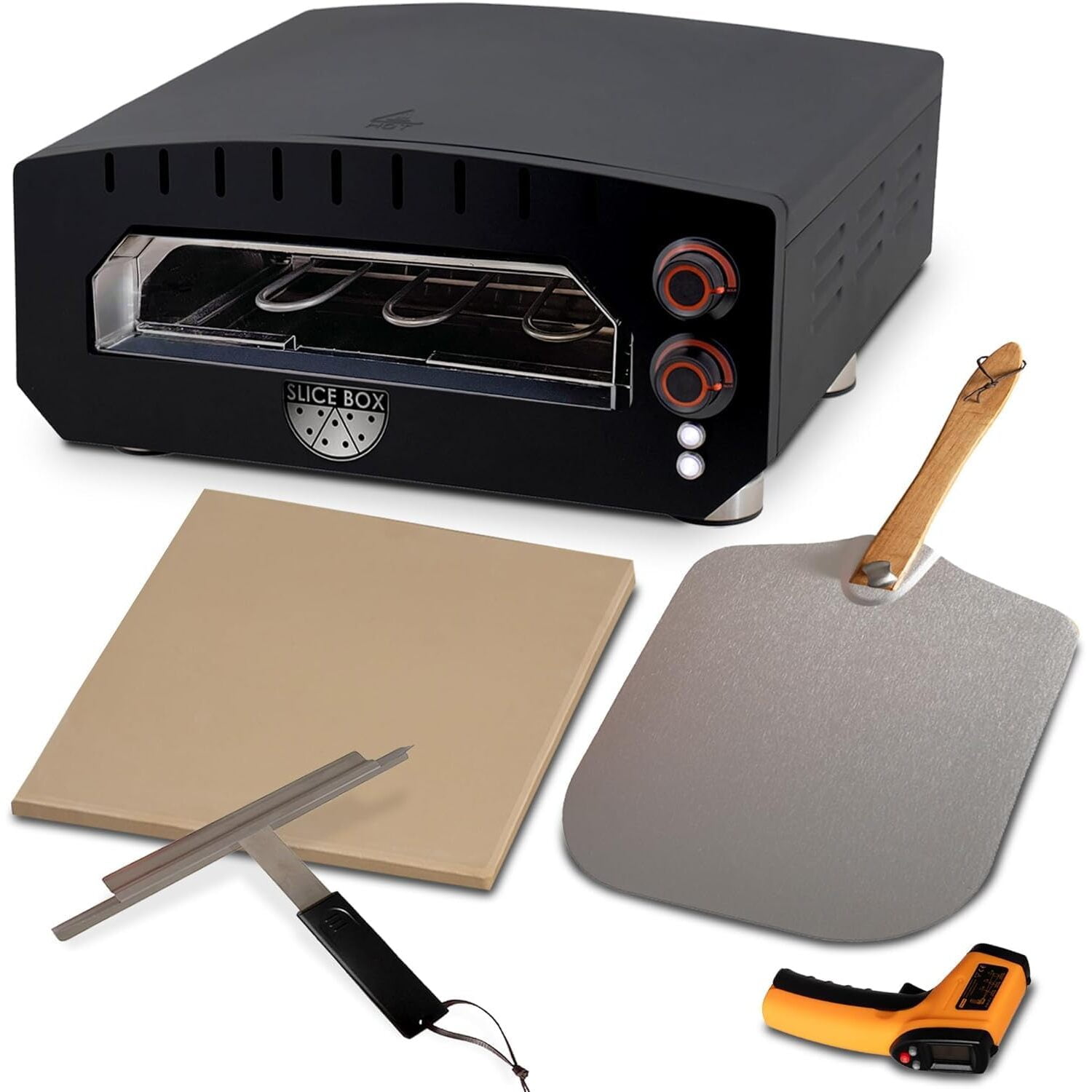 Aspect Living Slice Box Black Electric Outdoor Pizza Oven with Accessories