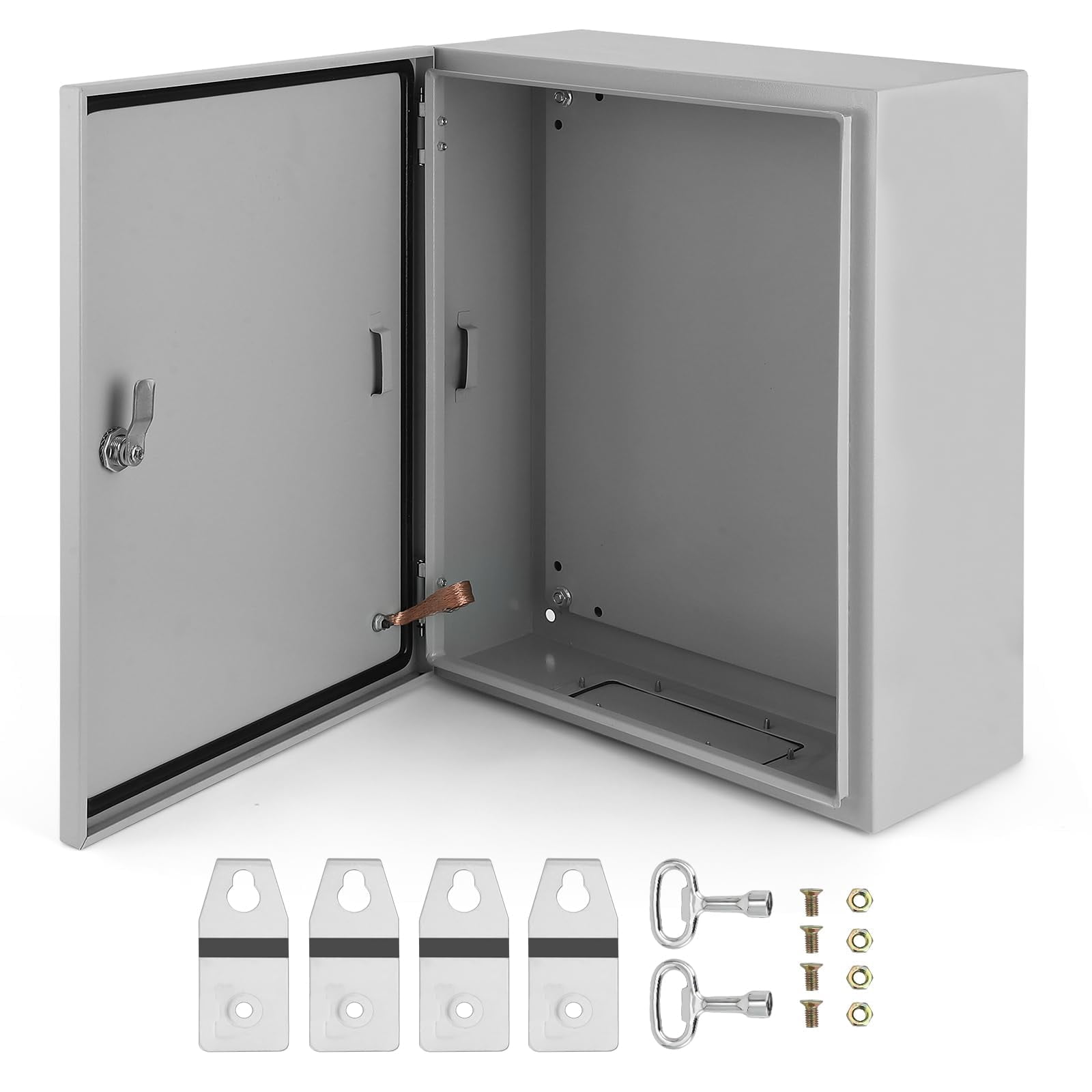 Outdoor Electrical Box, NEMA 4X Steel Junction Box,IP66 Waterproof & Dustproof Electrical Enclosure Box,Outdoor/Indoor Electrical Project Box with Lock & Mounting Plate,20 * 16 * 8"