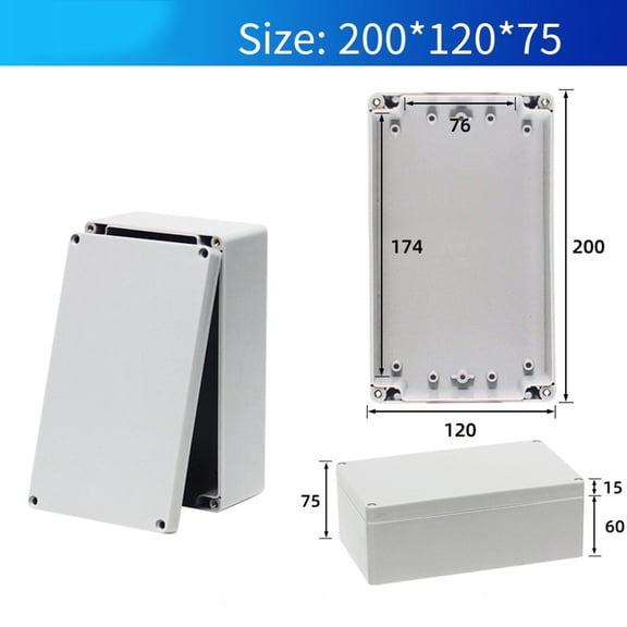 Outdoor Electrical Junction Box Ip66 Waterproof Plastic Project Box 200X120X75Mm