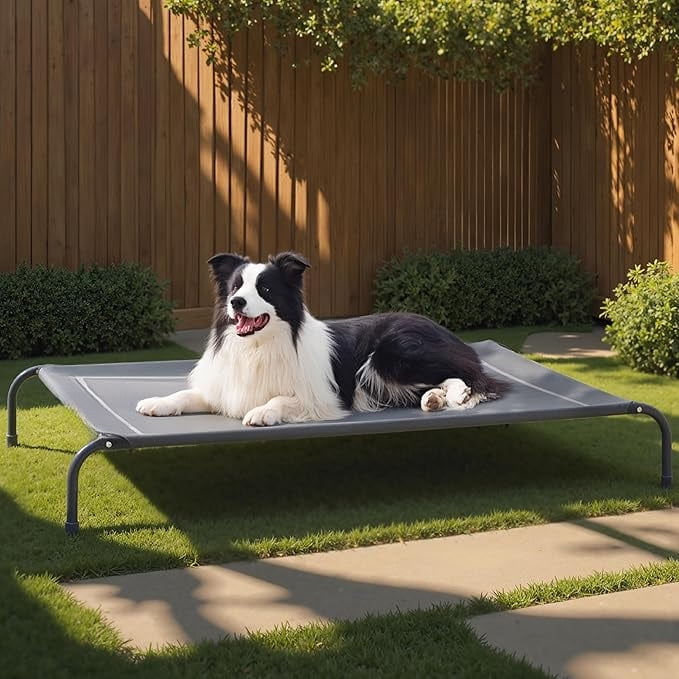 Outdoor Elevated Dog Bed Large Sized Dog, Portable Indoor & Outdoor Cooling Raised Cot Pet Hammock Bed with Skid-Resistant Feet, Frame with Breathable Mesh
