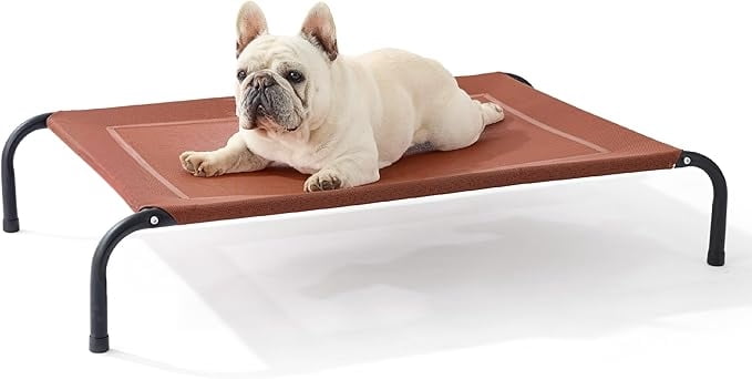 Outdoor Elevated Dog Bed Large Sized Dog, Portable Indoor & Outdoor Cooling Raised Cot Pet Hammock Bed with Skid-Resistant Feet, Frame with Breathable Mesh