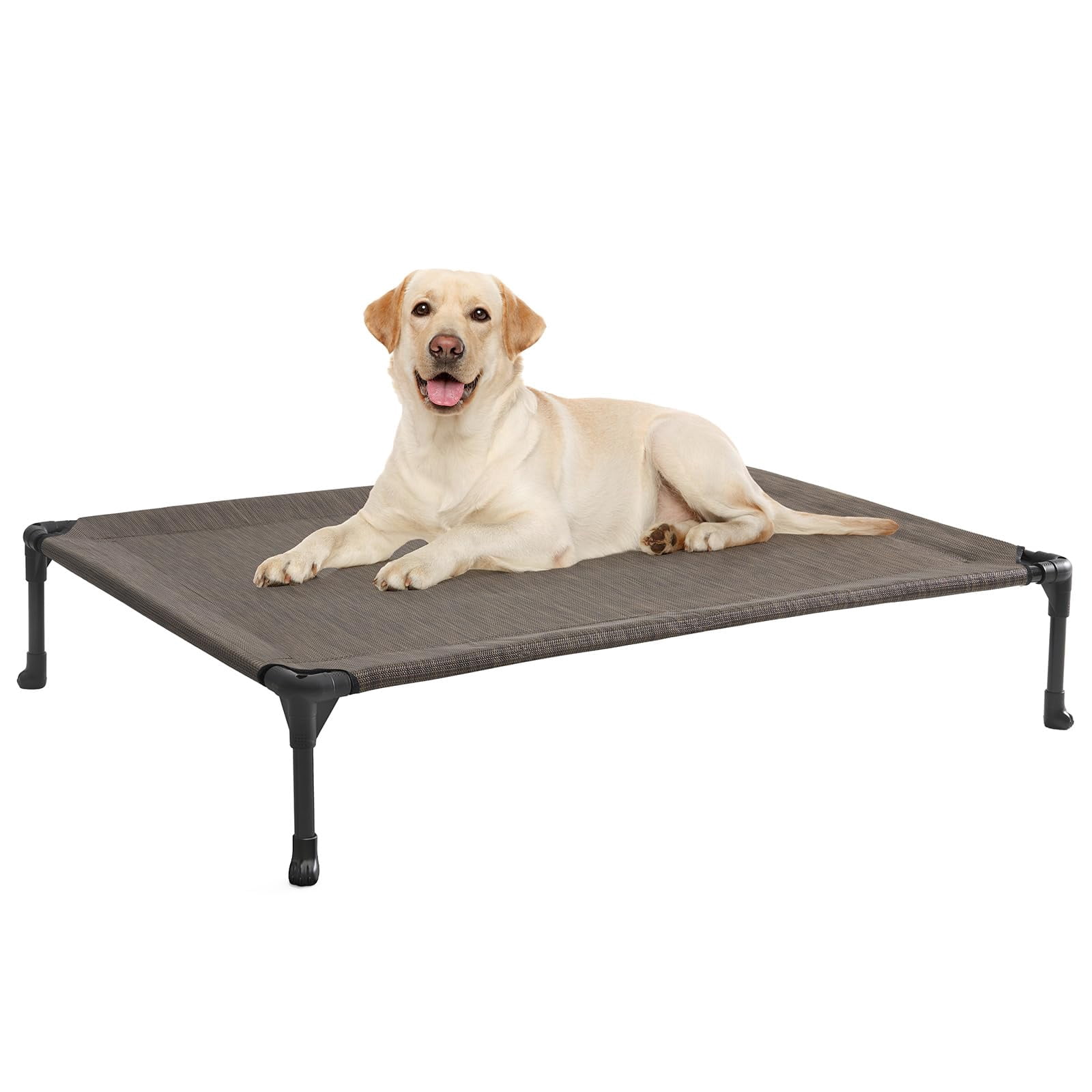 Outdoor Elevated Dog Bed Large Sized Dogs  Raised Off Ground Hammock Pet Beds With Breathable Mesh No-slip Feet 42"x30" Brown