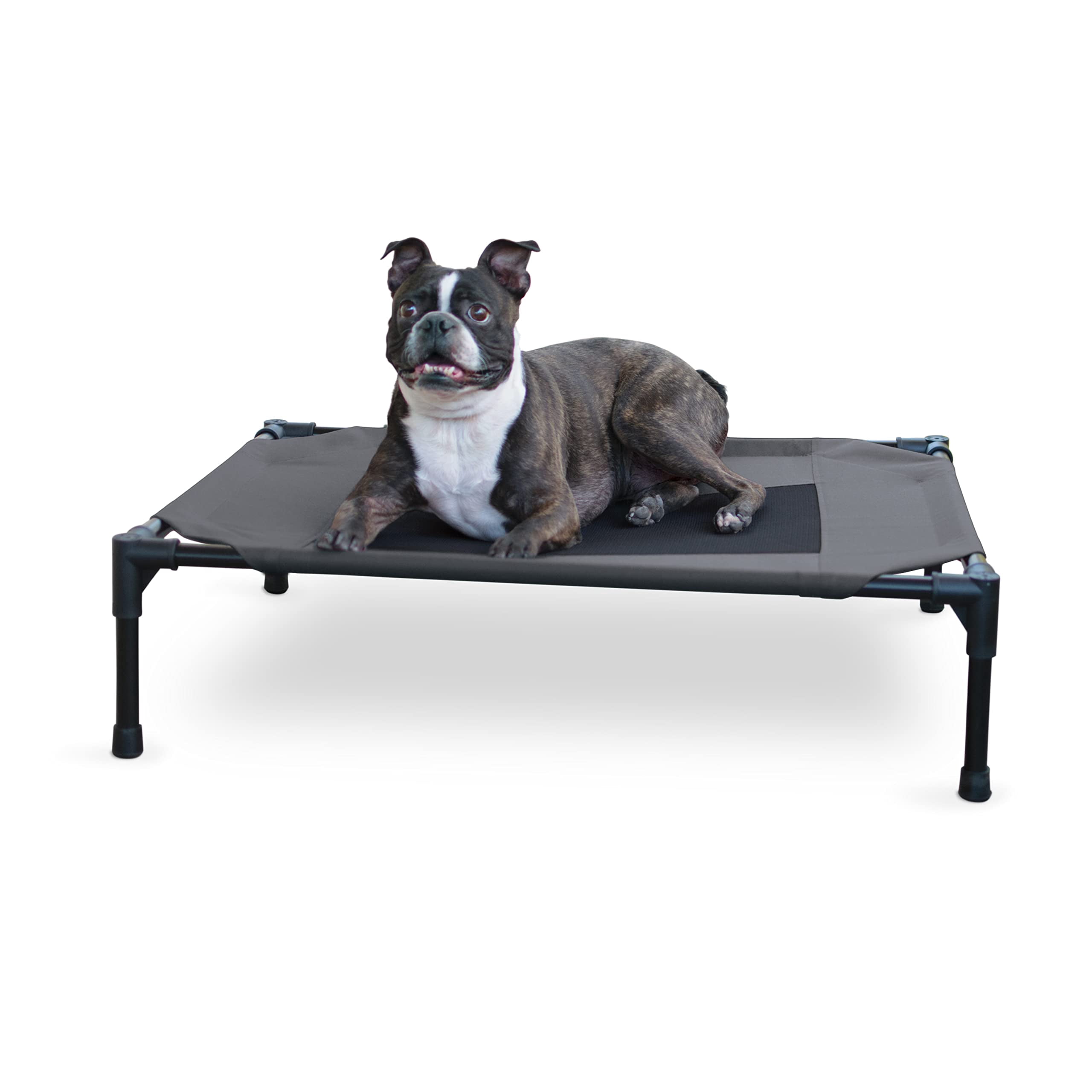Outdoor Elevated Dog  Breathable Hammock Bed For Medium Dogs Washable Mesh Cover Raised Metal Frame Collapsible Portable - 32 X 25in Charcoal