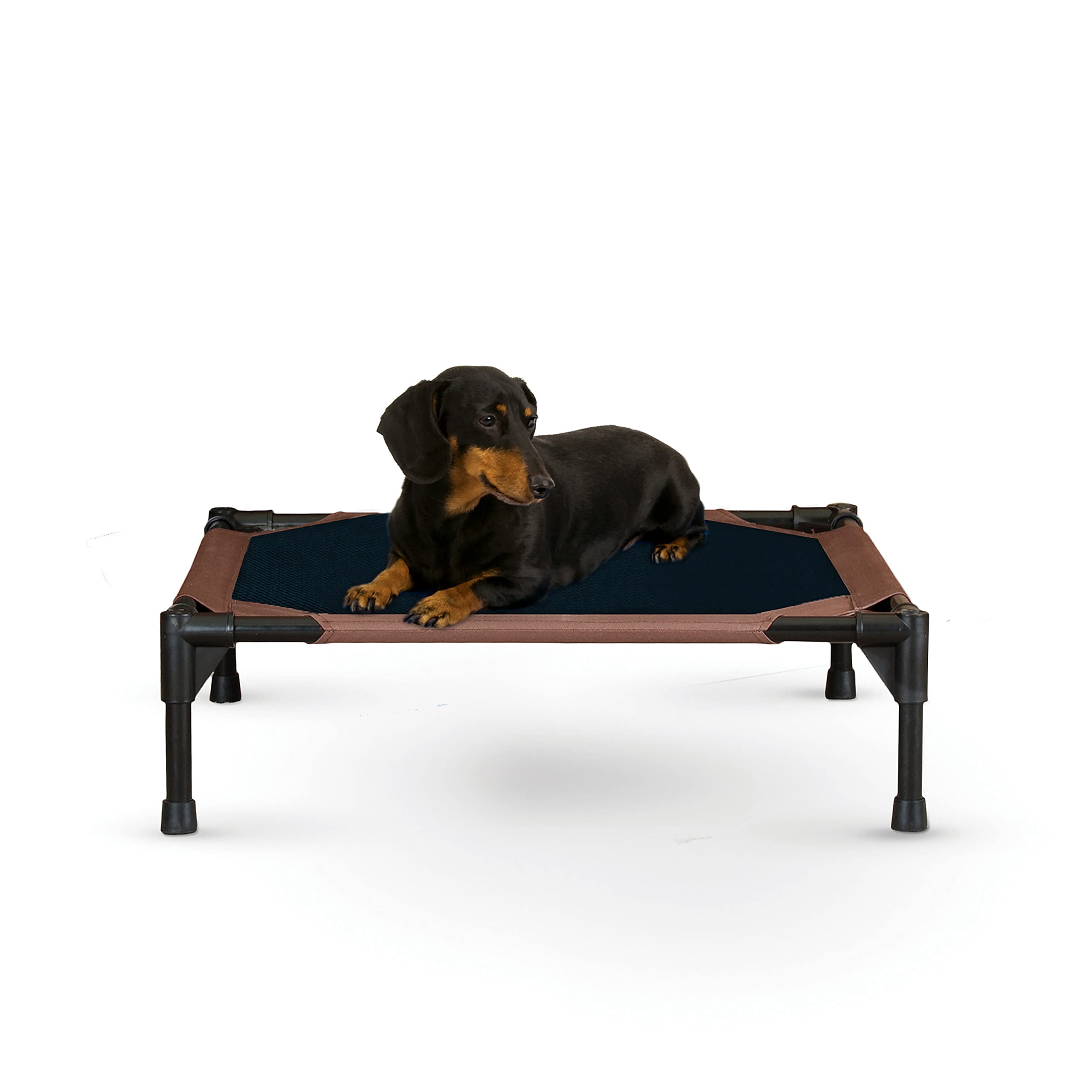 Outdoor Elevated Dog  Breathable Hammock Bed For Small Dogs Washable Mesh Cover Raised Metal Frame Collapsible Portable - 22 X 17in Chocolate