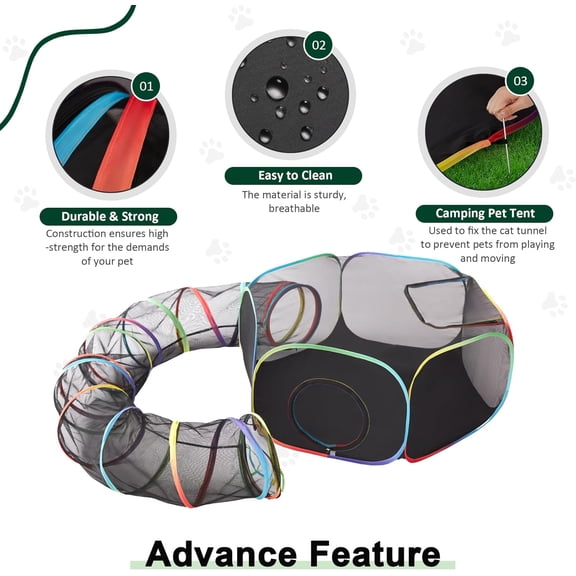 Outdoor  Enclosures  Foldable Catio with Portable Tent and Tunnel, Dog Bed Compatible
