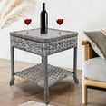 thumbnail image 1 of Outdoor End Table Rattan Square,Espresso for Small Spaces,Wood Bedside Table for Living Room,Bedroom, 1 of 8